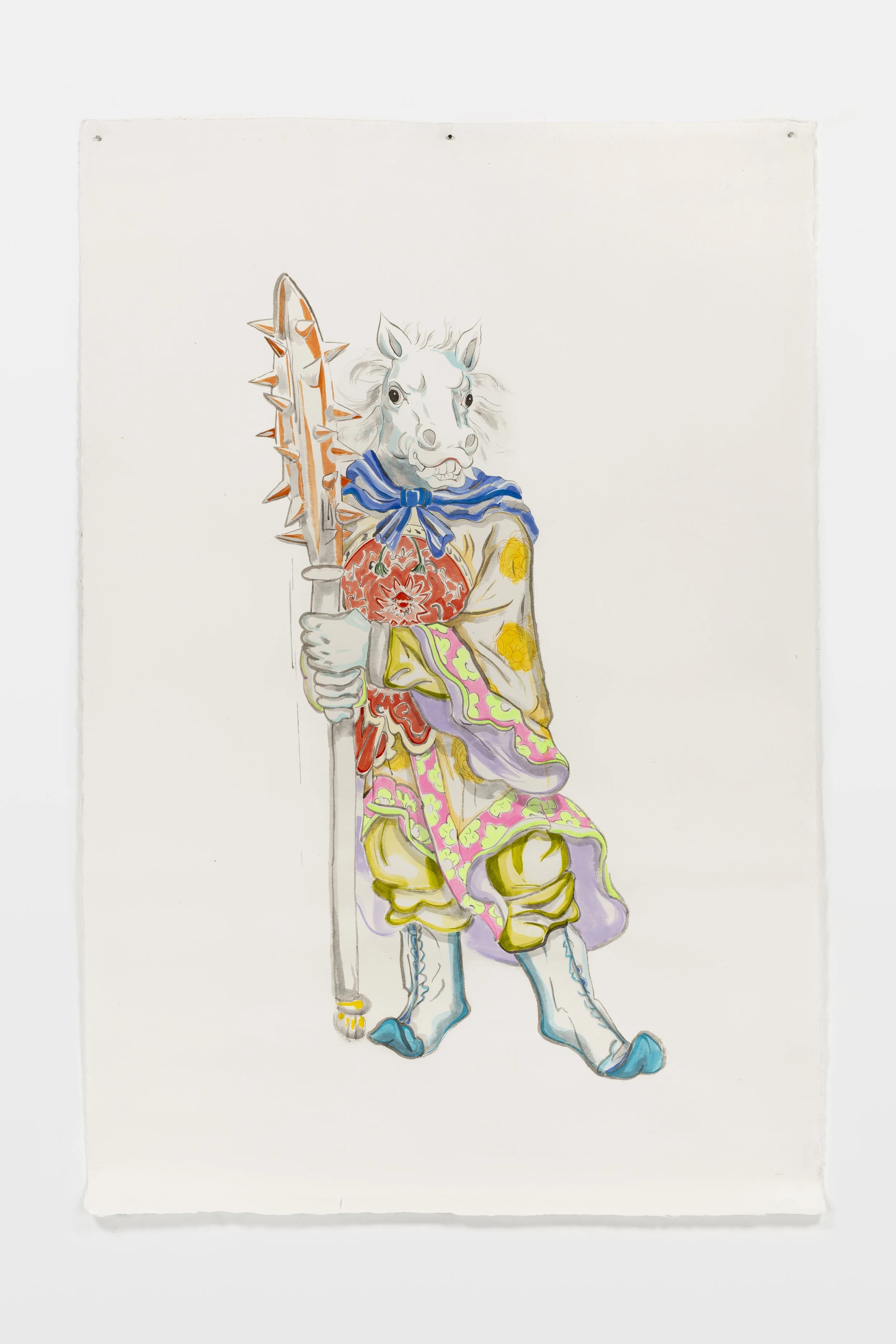 Horse Face, 2023, Jess Bradford & Louise Zhang, ink and acrylic on paper, 2 x 1.4M