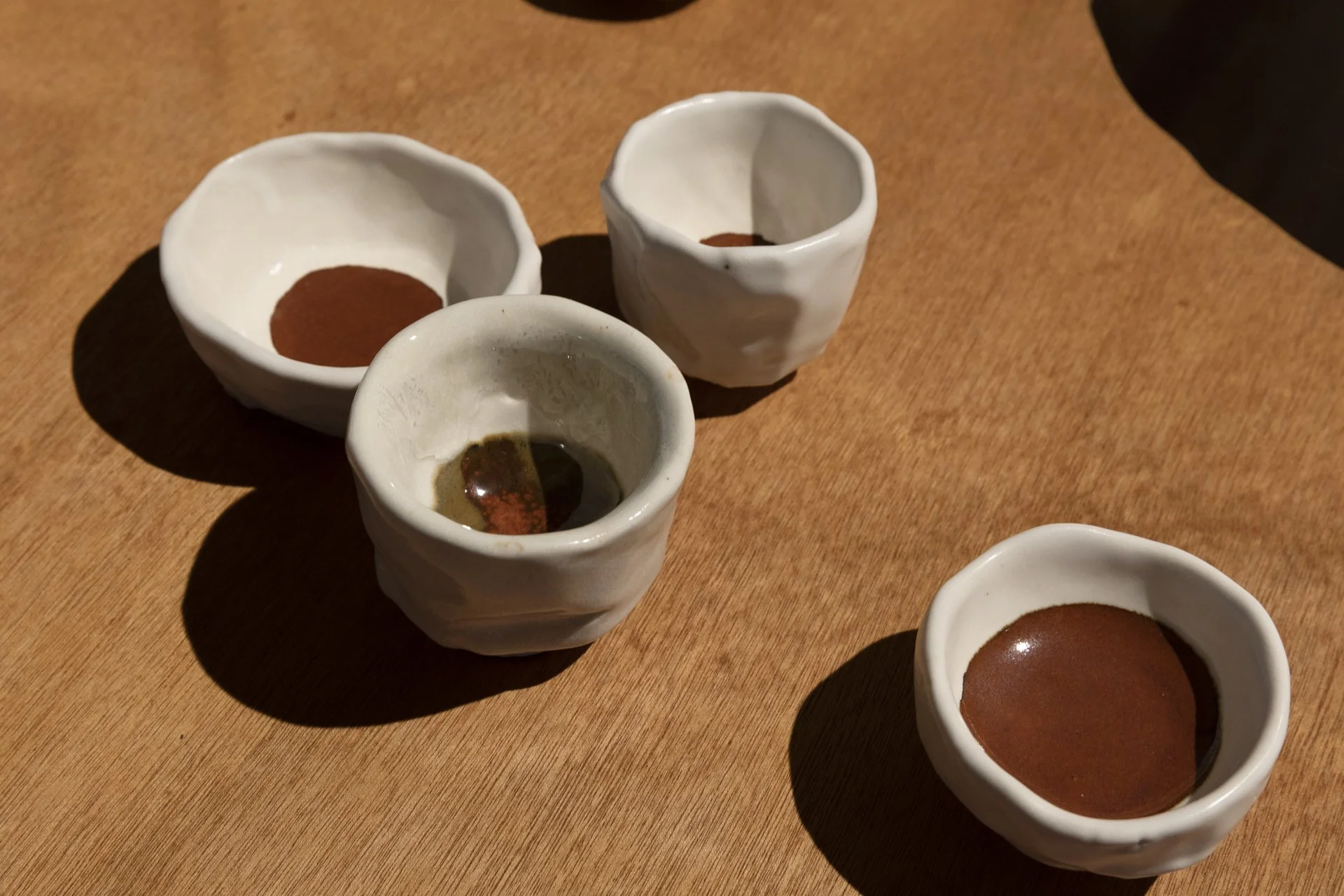 If I don’t finish my tea, could I remember you?, Jess Bradford & Louise Zhang, 2023, Plywood, Tasmanian oak, glazed porcelain, approx 105 x 206 x 133cm.