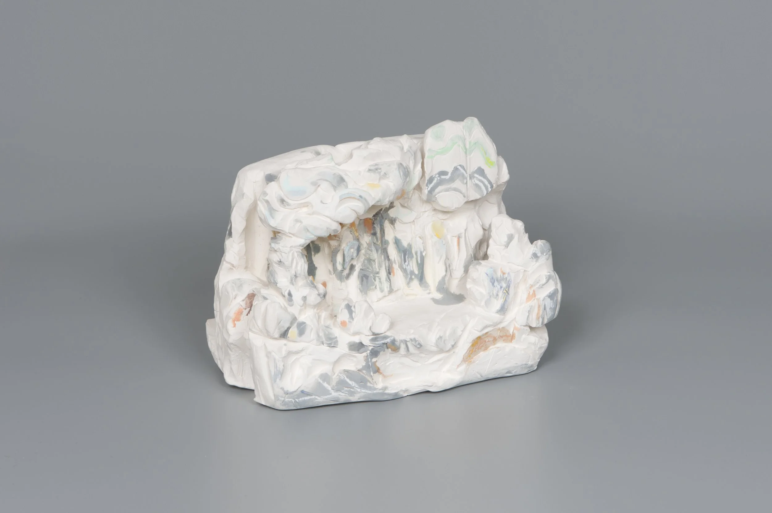 Haw Par Villa Rock Study #37 (Cloud grotto), 2022, pastel, underglaze, bisque fired porcelain, 13.5 x 21 x 11 cm
