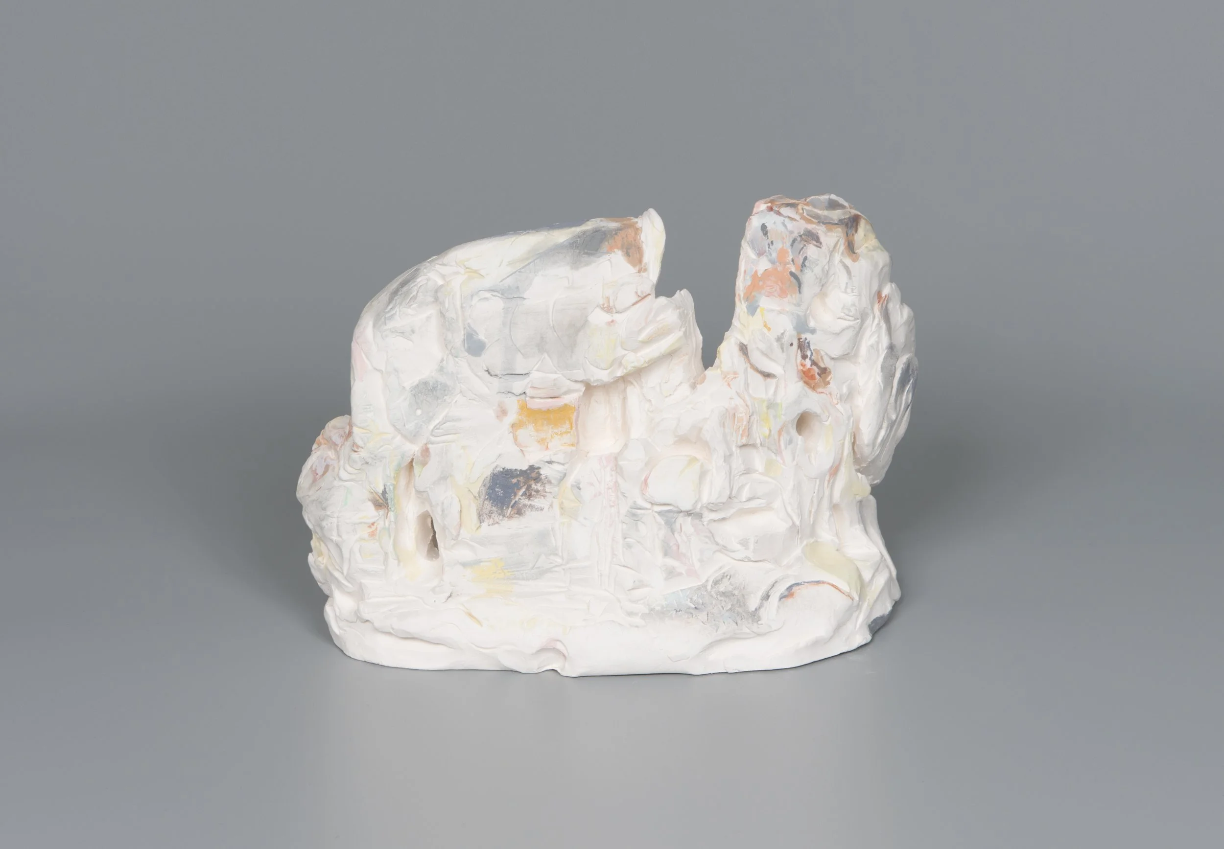 Haw Par Villa Rock Study #40 (Pinnacle), 2022, pastel, underglaze, bisque fired porcelain, 15.5 x 24 x 12 cm
