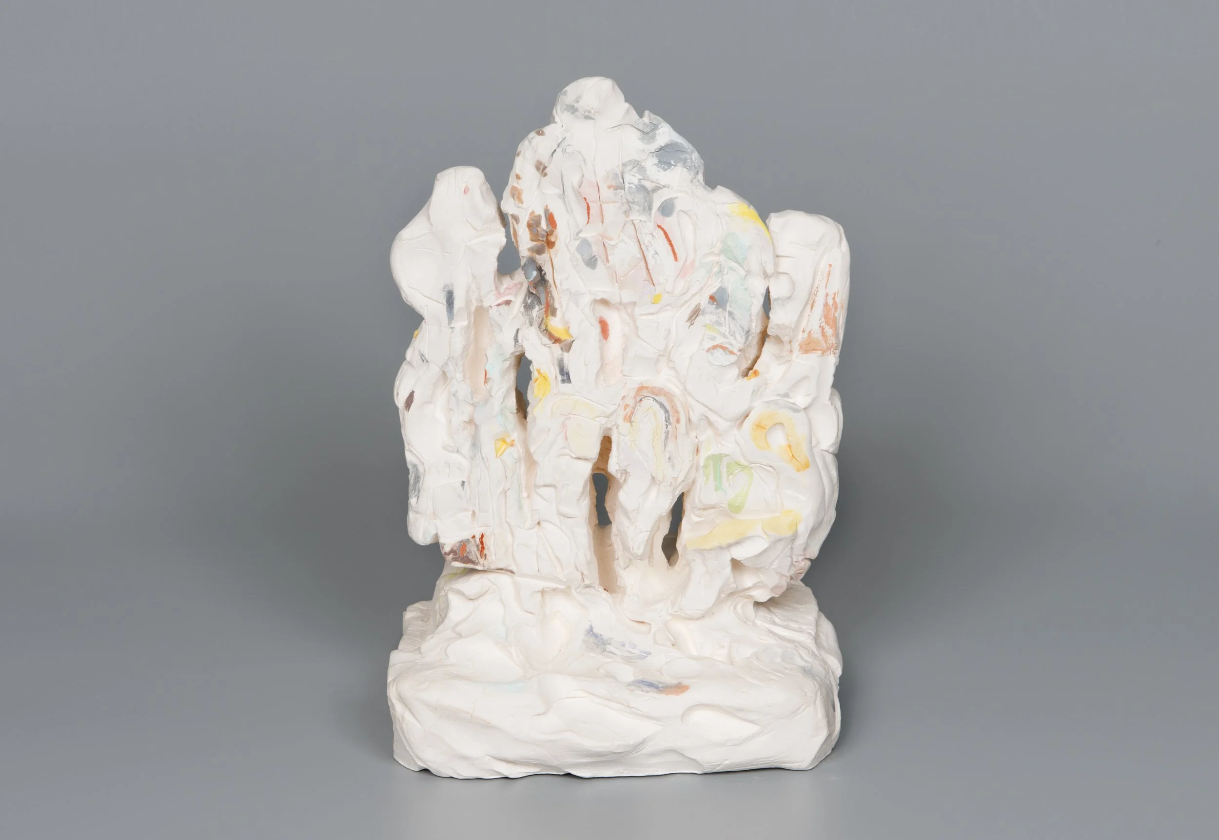 Haw Par Villa Rock Study #35 (Statue), 2022,  
pastel, underglaze, bisque fired porcelain  
24 x 17 x 15.5 cm
