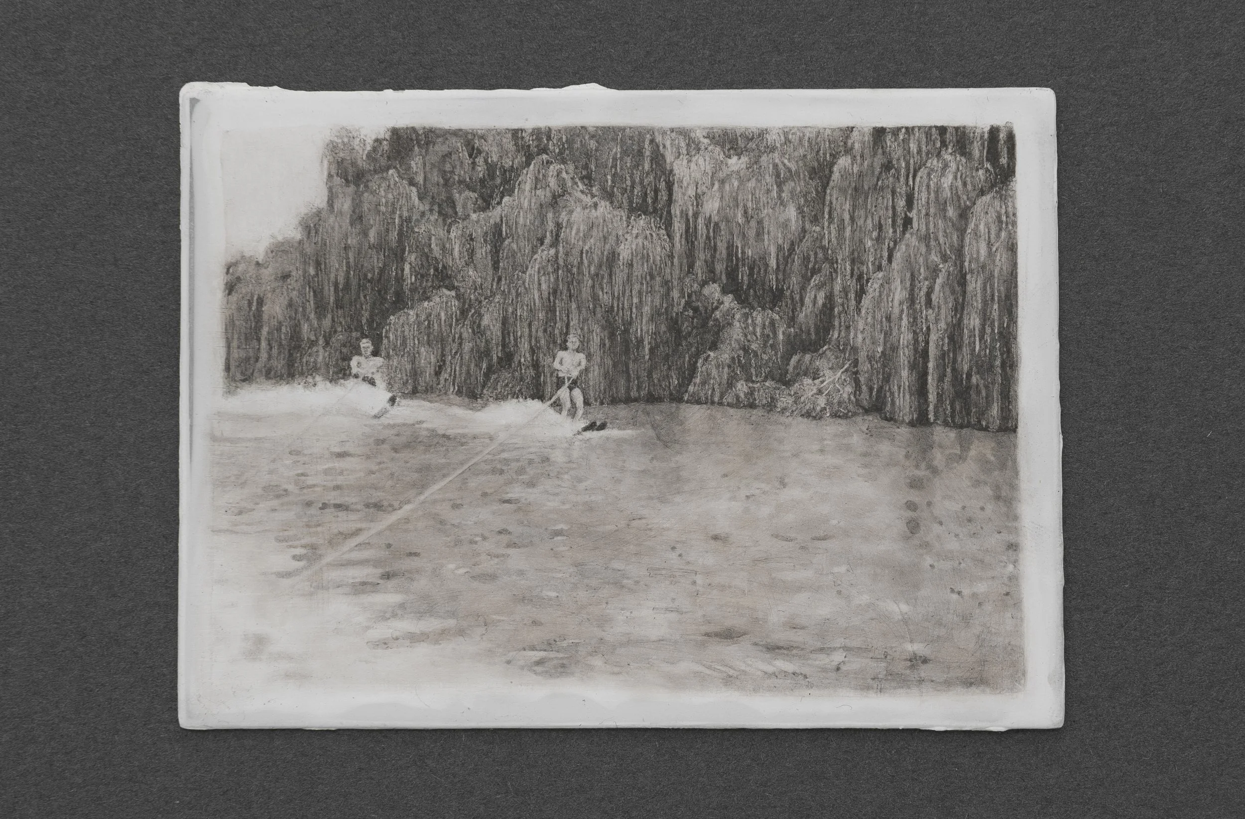 Artist's Personal Collection Untitled # 26, 2016, water activated dry media and liquid charcoal on primed aluminium plate, 6.5 x 8.5cm