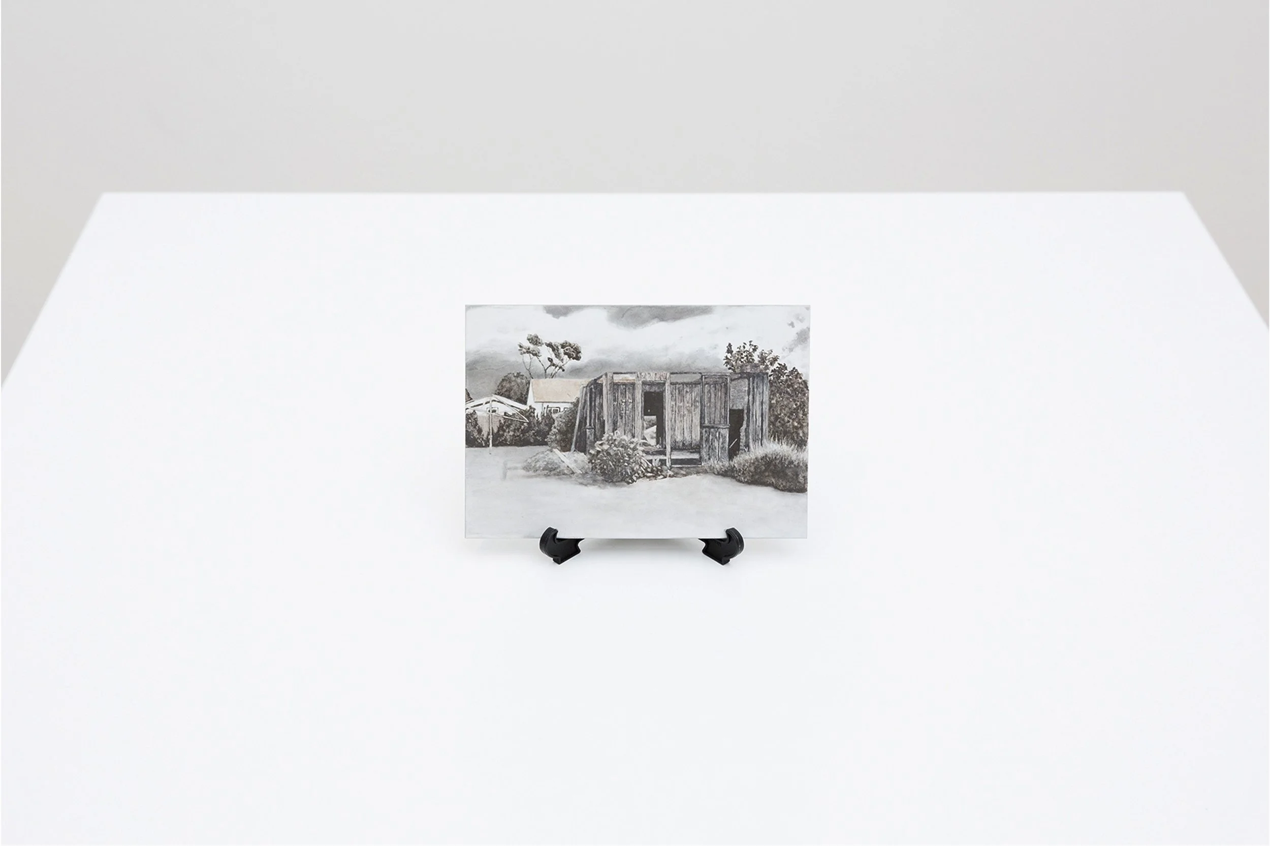 Slab Hut - Relocated, 2014 (Detail shot) pastel and liquid pencil on primed aluminium