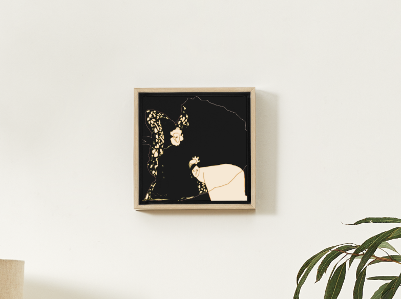 Beneath the black wing-art print on canvas-wood grain frame-Christine Philipp.png