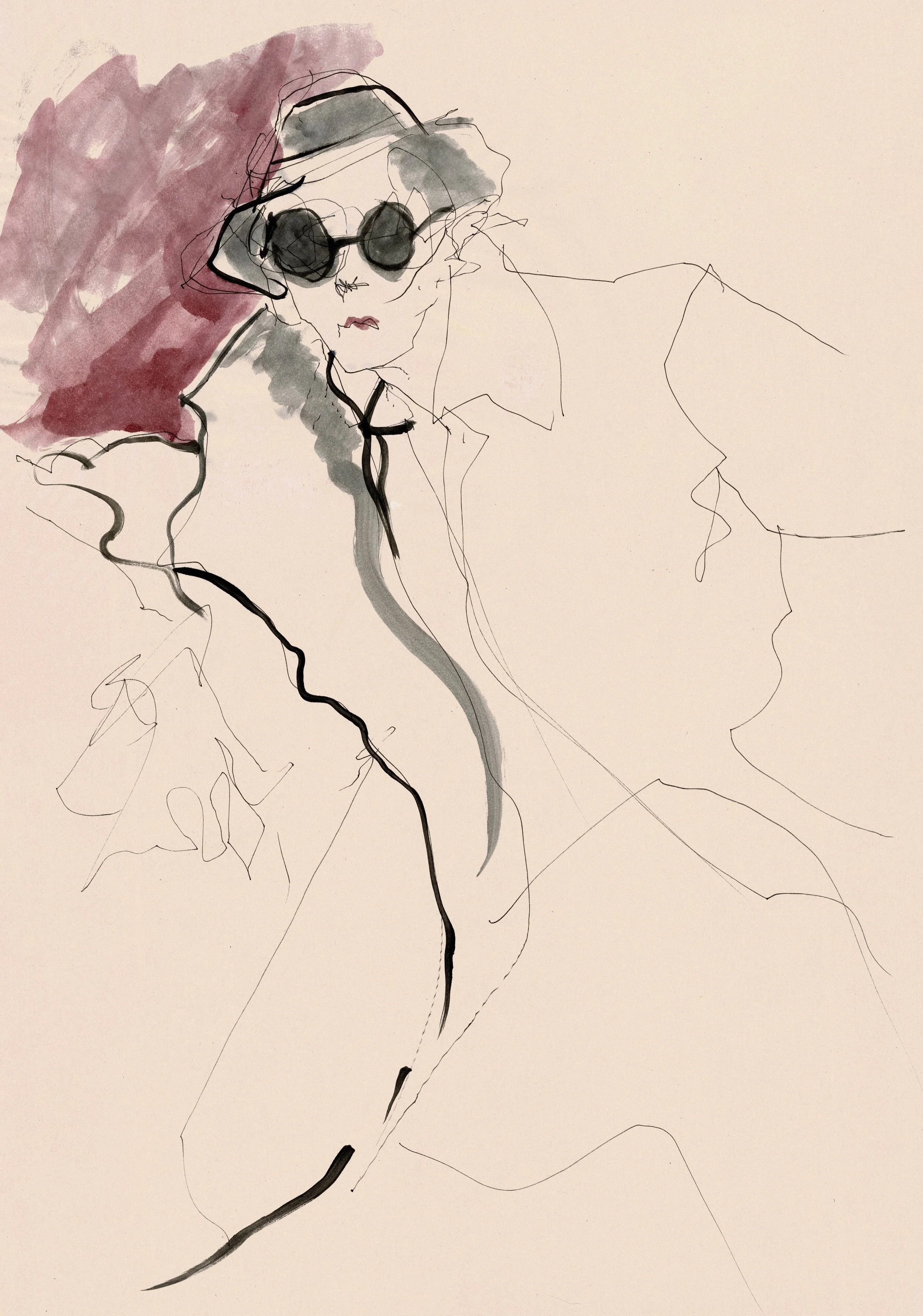 Fashion illustration of German-American Hollywood and LGBTQIA+ icon Marlene Dietrich by Toby Templeman 