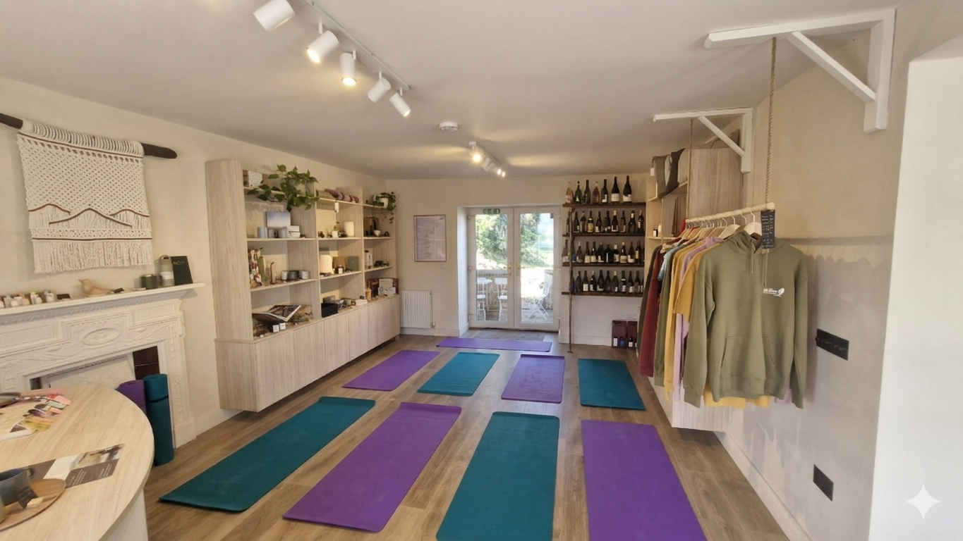 Our shop floor can be used for yoga classes or other group events
