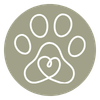Dog paw print icon with a greenish background