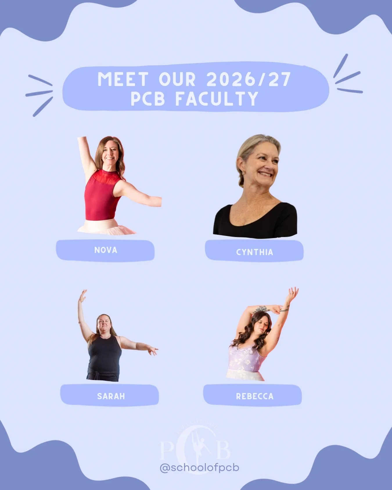 Introducing our 2026/2027 PCB Faculty 👏🏻✨

Our team of dedicated teachers are very excited to welcome you all this year! We can&rsquo;t wait for you to learn, grow, and dance with this incredible team. 🩷

Looking forward to making this your best d