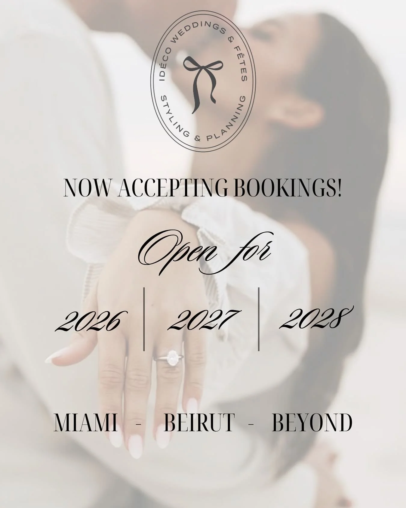 Now accepting bookings for 2026&ndash;2028 ✨

We specialize in thoughtfully curated celebrations where every detail is intentional and every moment feels effortless.

Serving Miami, Beirut, and destinations beyond.
Inquire to begin your planning jour
