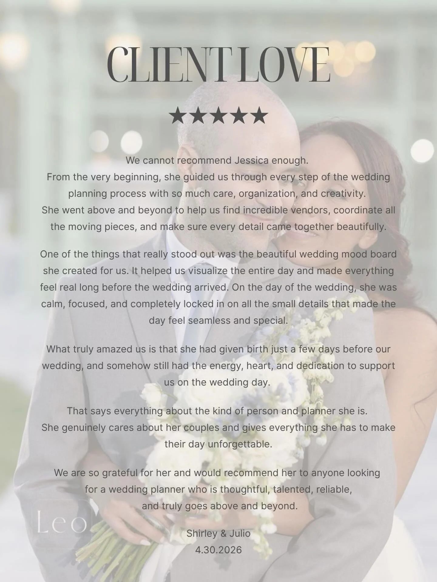 That&rsquo;s exactly why I do what I do. Reviews like these keep me going stronger than ever! ✨

Thank you, Shirley &amp; Julio, for the love. But most importantly, for your trust throughout this journey. Planning your wedding in less than two months