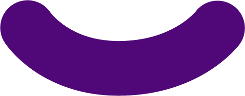 Close-up of a purple, curved, mushroom-shaped object with a black background.