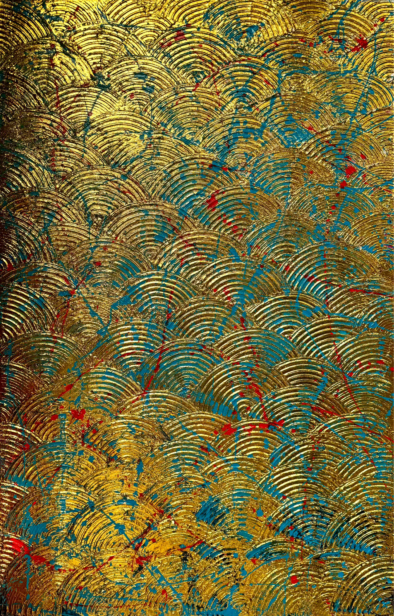 GOLDEN SEA  
Acrylic, Golden Leaf on Canvas, 125x80 cm, 2026