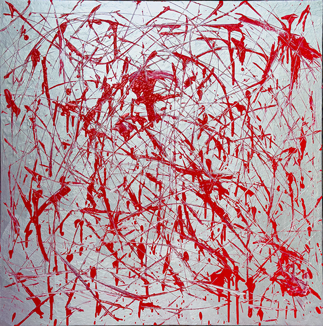 DO ELECTRIC SHEEPS BLEED  
Acrylic on Canvas, 88x88 cm, 2023
