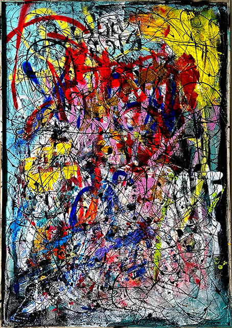 MONUMENT OF SORROW  
Mixed Media on Cement Tile, 155x110 cm, 2024