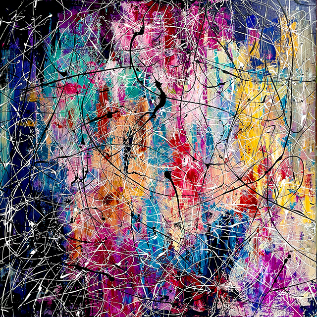 PENSIVE  
Mixed Media on Canvas, 88x88 cm, 2024