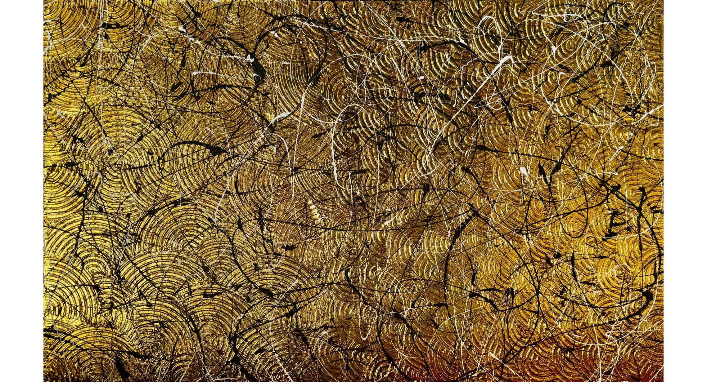 THE WATER KEEPS THE SECRET  
Acrylic, Golden Leaf on Canvas, 120x74 cm, 2026