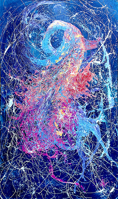 THE FIREBIRD  
Mixed Media on Canvas, 120x74 cm, 2024