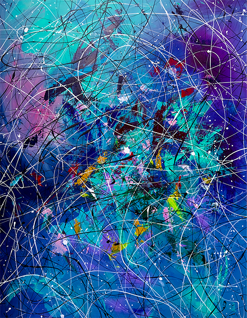 POLAR LIGHTS  
Mixed Media on Canvas, 90x70 cm, 2024