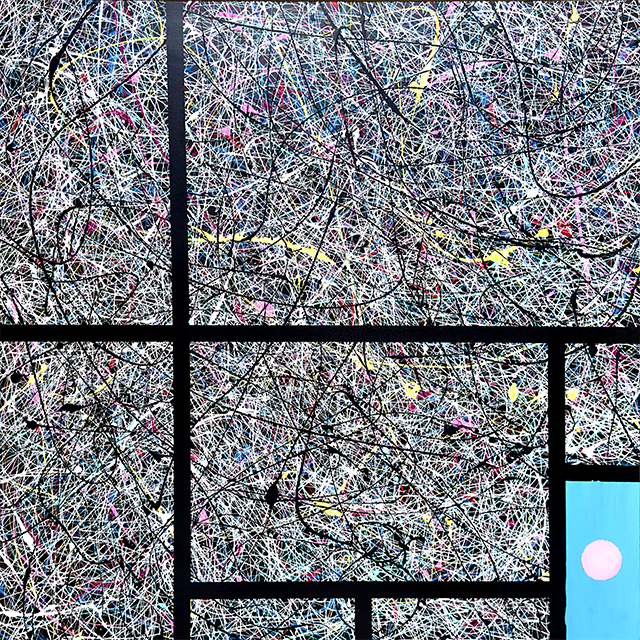 CHAOS IN ORDER  
Mixed Media on Canvas, 88x88 cm, 2024