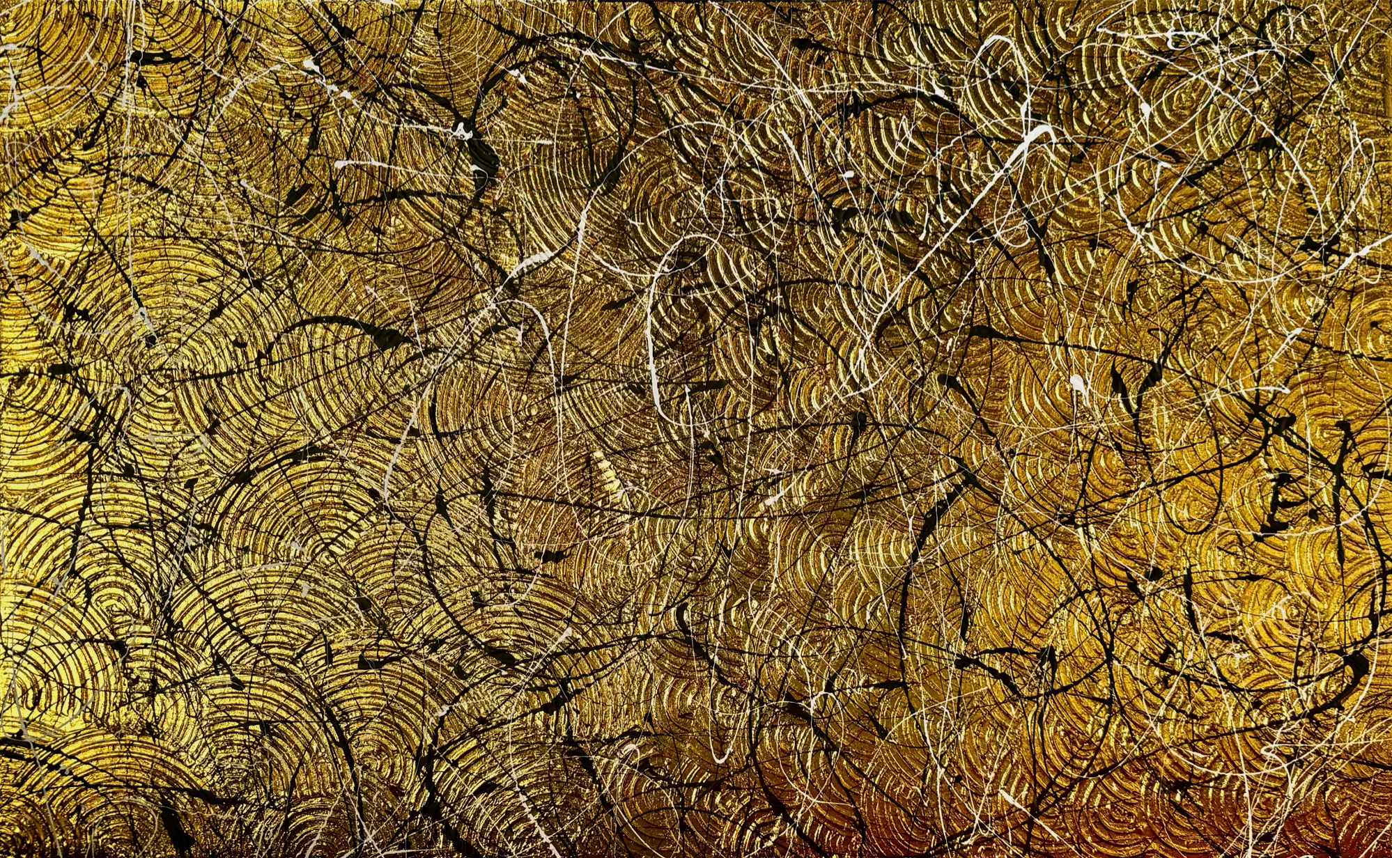 THE WATER KEEPS THE SECRET  
Acrylic, Golden Leaf on Canvas, 120x74 cm, 2026