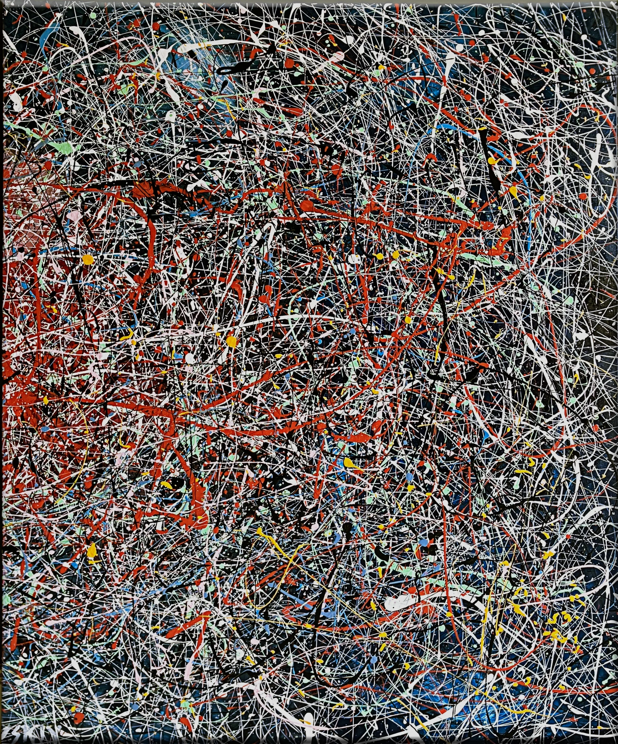 PRUSSIAN BLUE AND BURGUNDY  
Mixed Media on Canvas, 155x155 cm, 2023