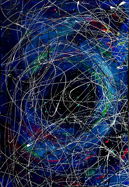 MELODIC ECHOES  
Mixed Media on Canvas, 53x77 cm, 2023