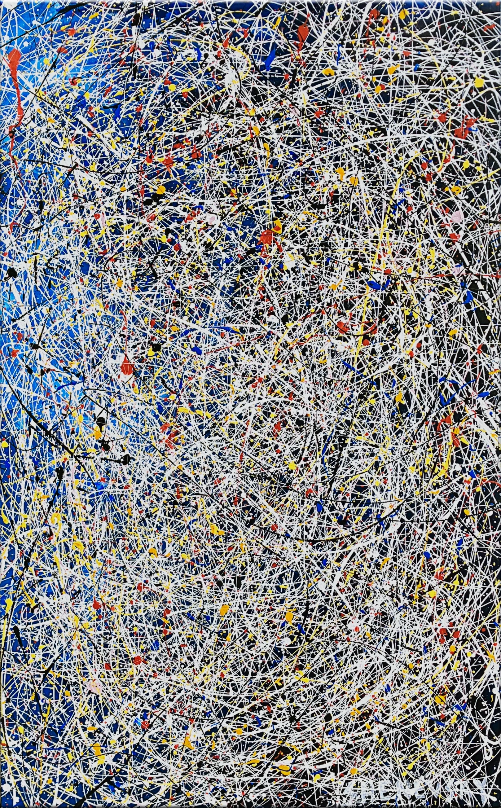 PRUSSIAN BLUE AND BURGUNDY  
Mixed Media on Canvas, 155x155 cm, 2023
