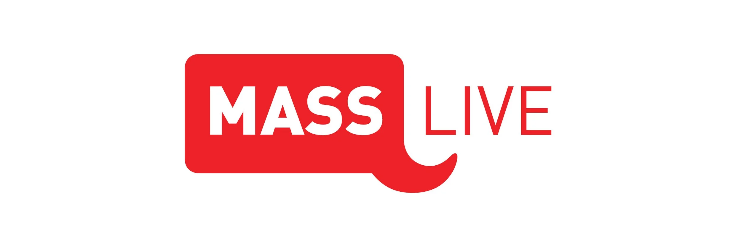 Logo with a red speech bubble containing the words 'MASS LIVE' in white and red text.