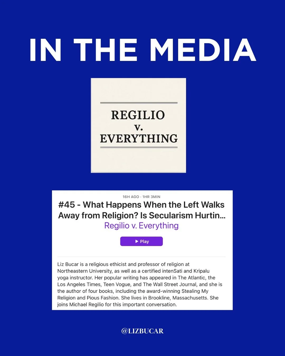 Can a religious ethics professor and a self-described anti-theist have a productive conversation? Turns out yes. On yesterday's episode of Regilio v. Everything, @michaelregilio and I tackled politics, religion, wellness, and what happens when the le