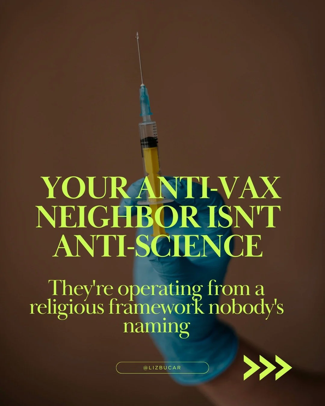 Your anti-vax neighbor isn't anti-science. They're operating from a religious framework. Not the ONLY religious framework, not the the religious framework that the majority of religious folks adopt, but still, a religious framework. And until we unde