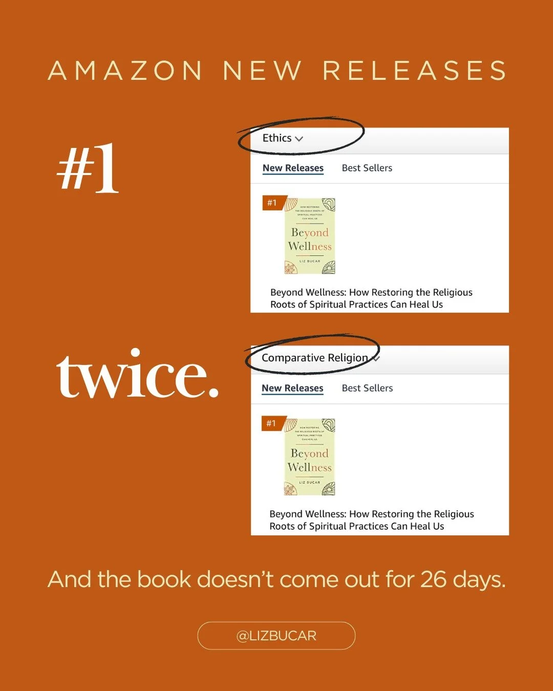 I'll be honest. I wasn't expecting this. 

The book hasn't launched yet. But BEYOND WELLNESS is sitting at #1 in New Releases on Amazon in BOTH Comparative Religion and Ethics. Twenty-six days out.

Something about that feels significant. Like the co