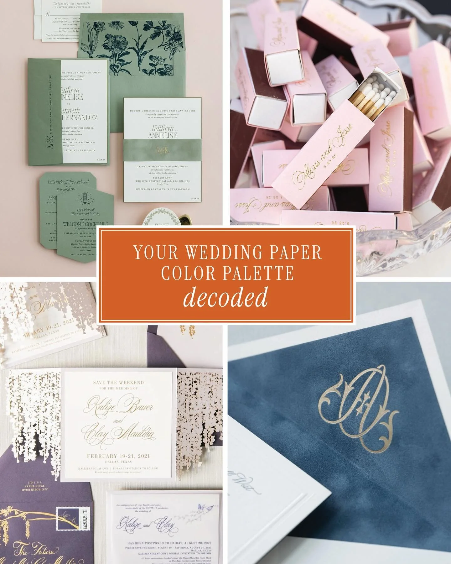 Your wedding paper color palette, decoded! 🎨 Learn the personality behind your colors. Do yours align with your vibes? 😎 Looking for the meaning behind another color? Hit us up in the comments and we&rsquo;ll include them in a part 2!