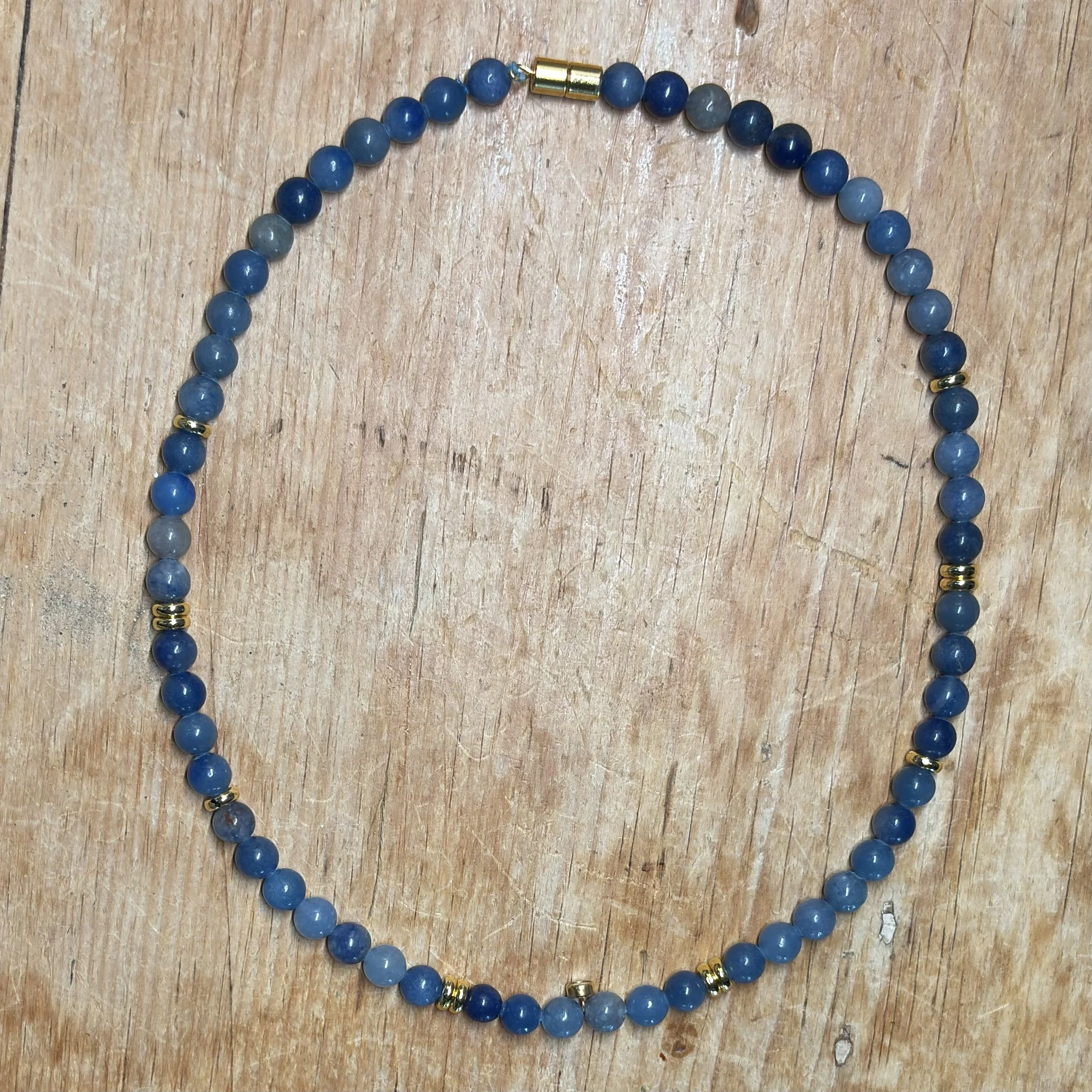 Blue Aventurine bead and gold necklace