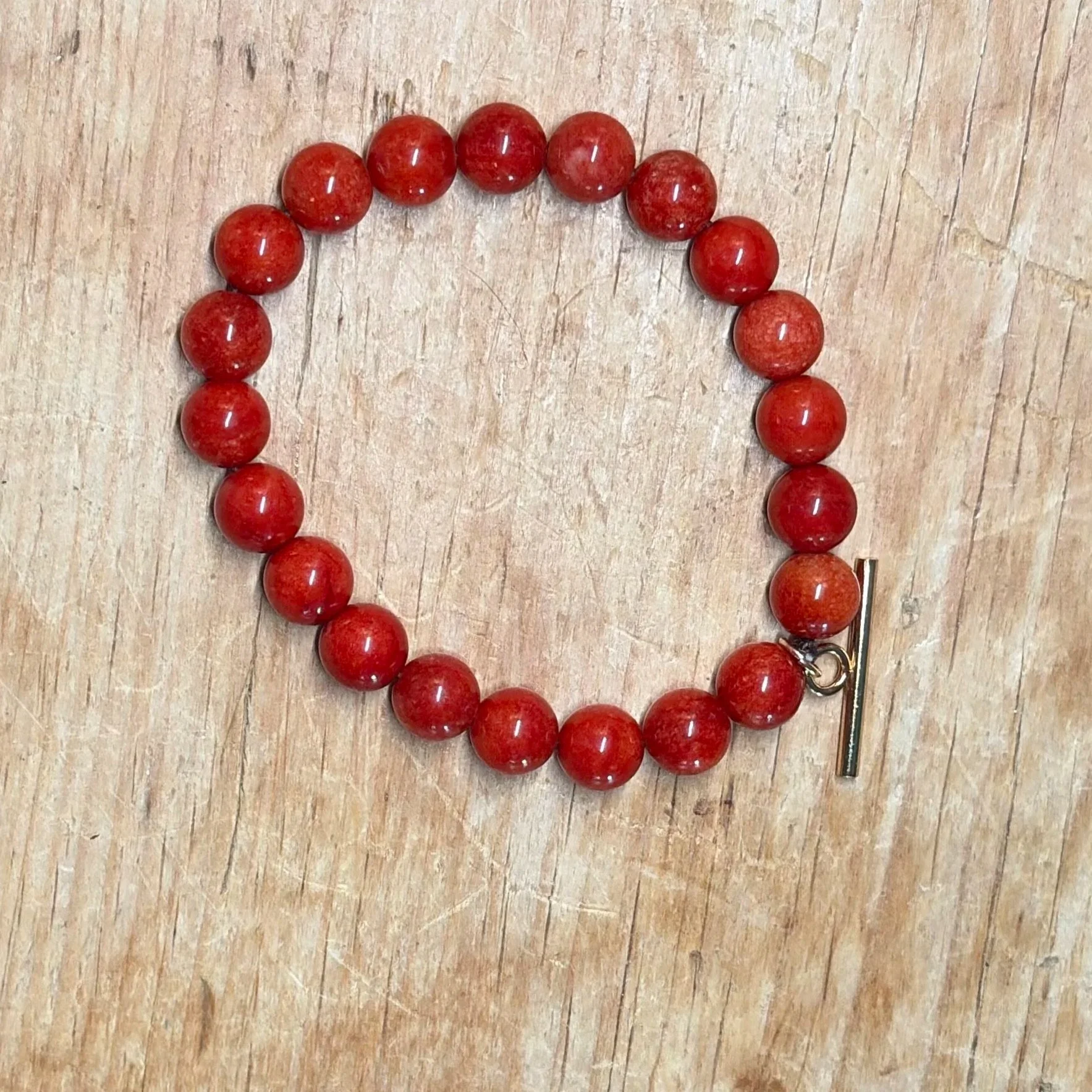 Coral T bar bracelet