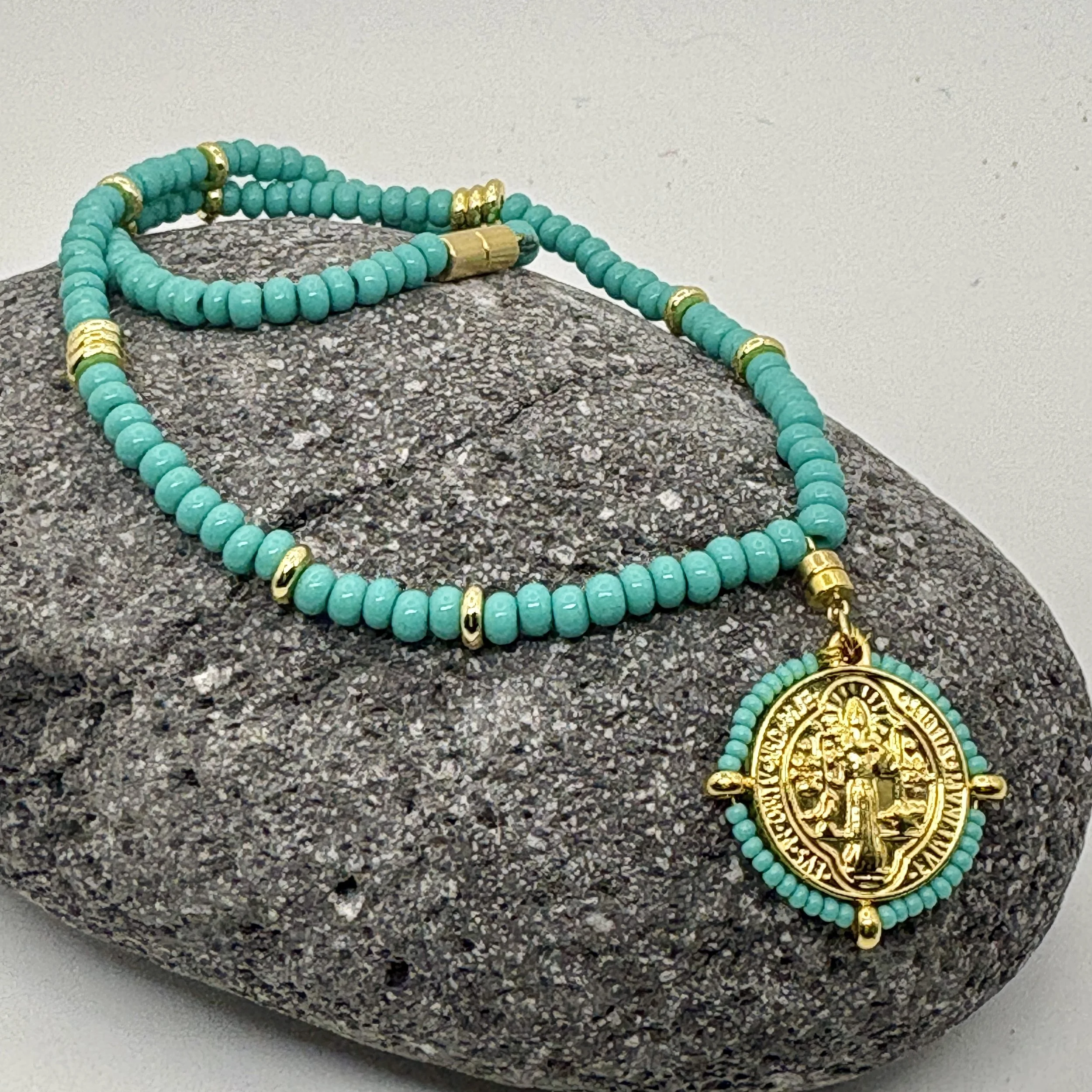 Turquoise and gold necklace