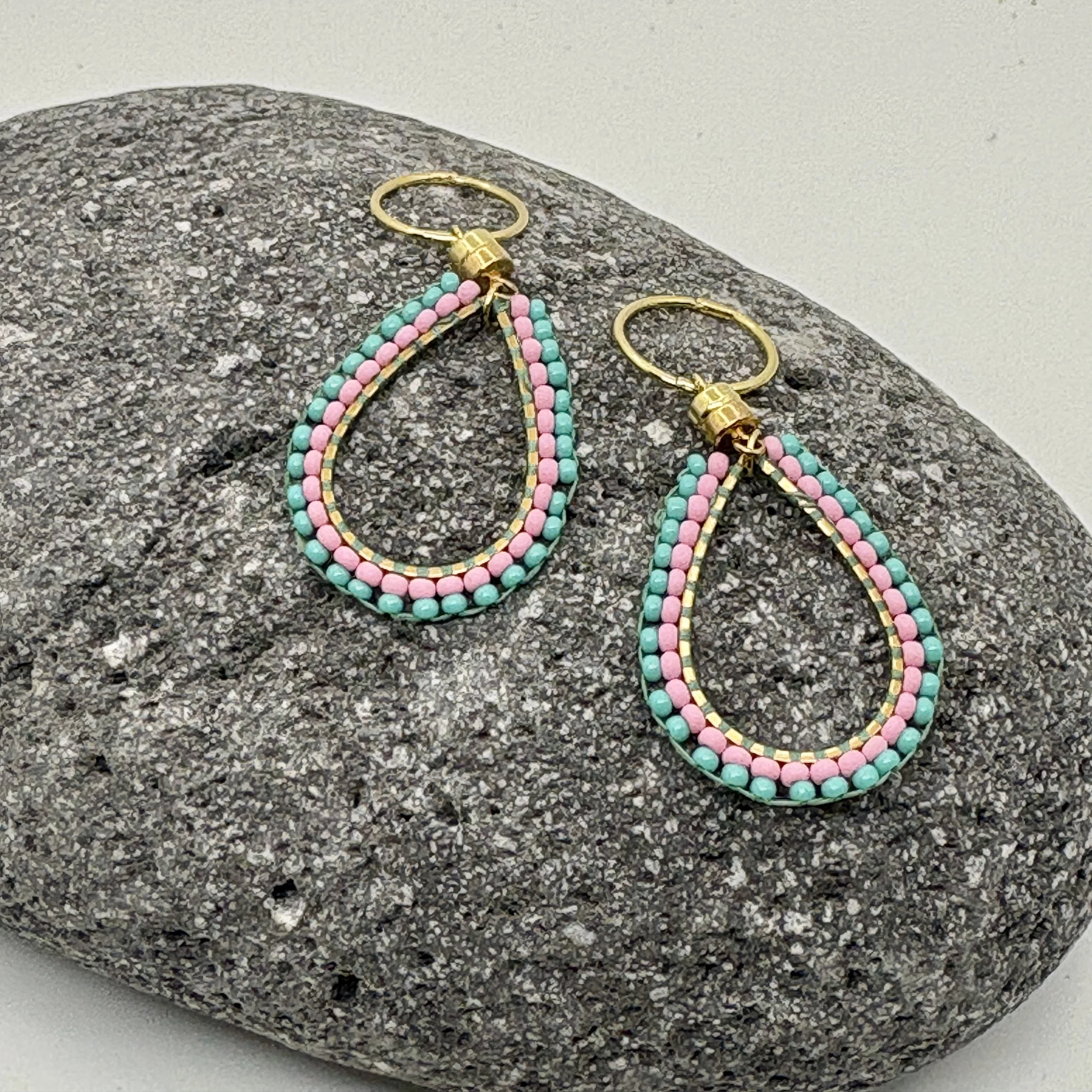 Teardrop pink and turquoise