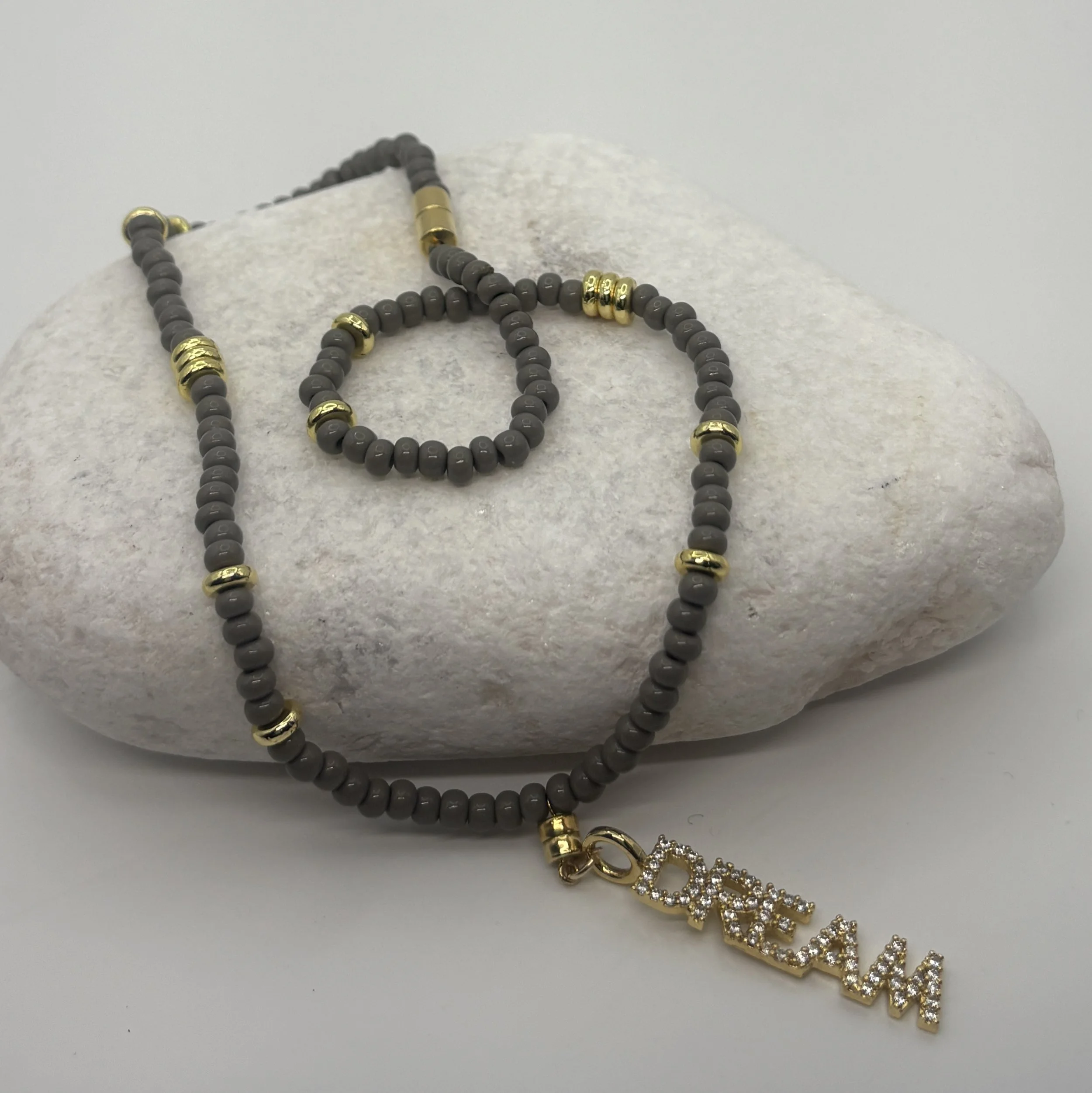 Grey and gold necklace