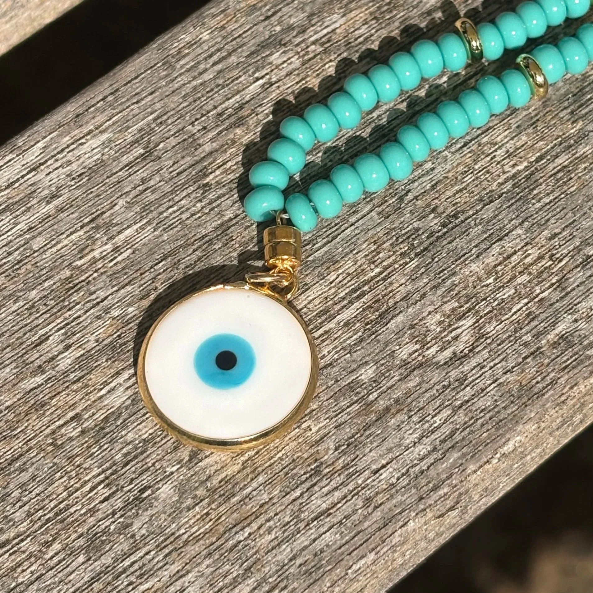 White Murano Glass evil eye