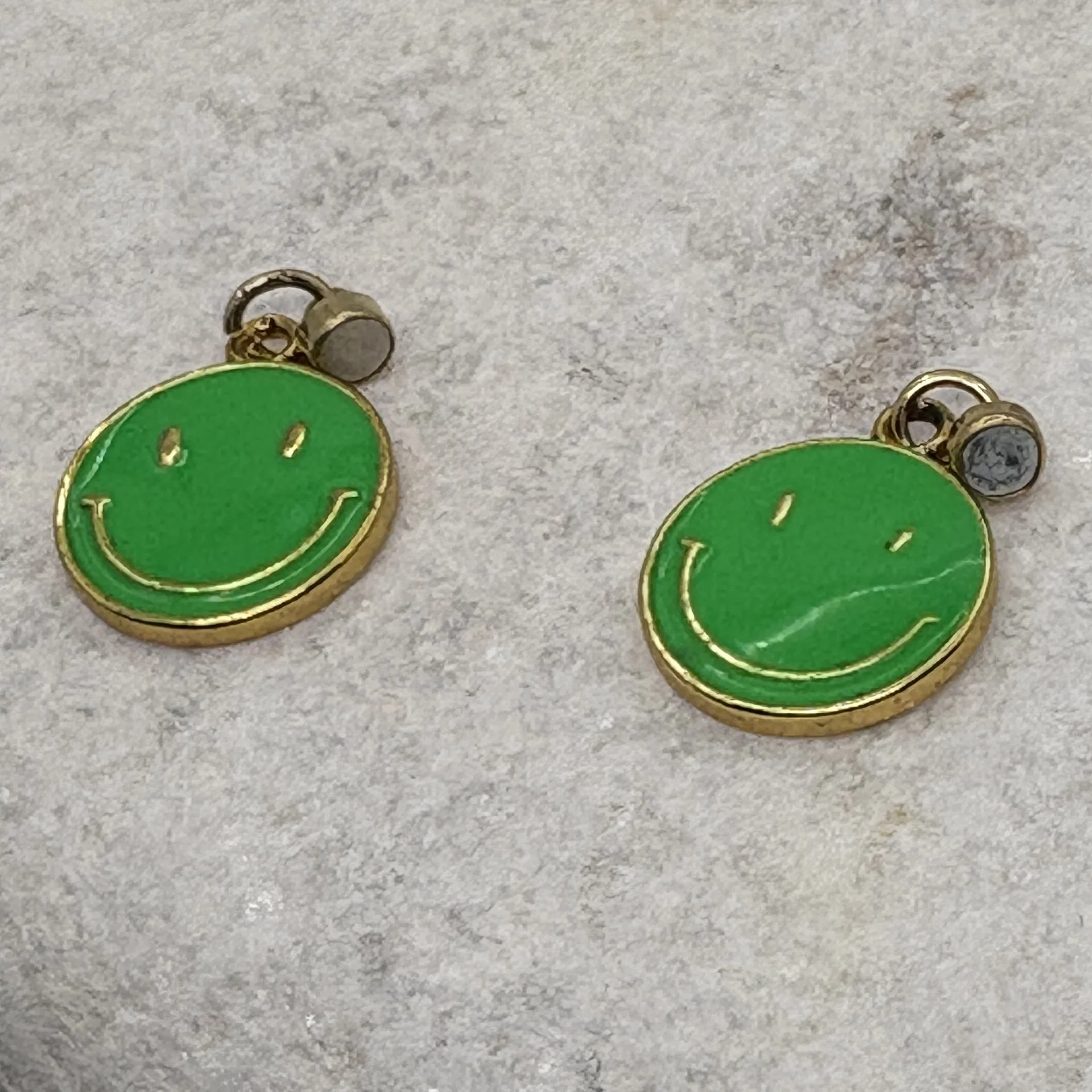 Green happy face charm