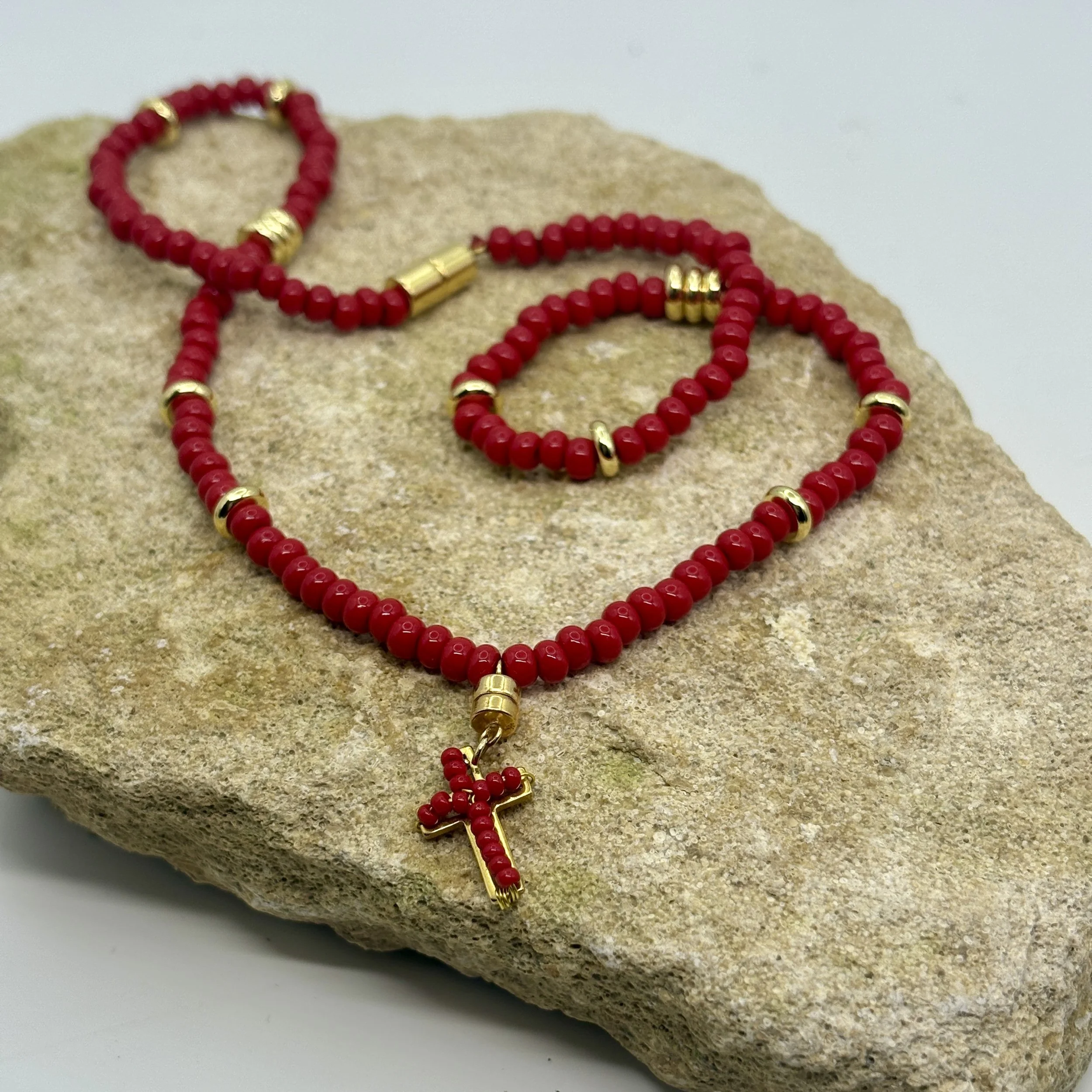 Dark red and gold necklace