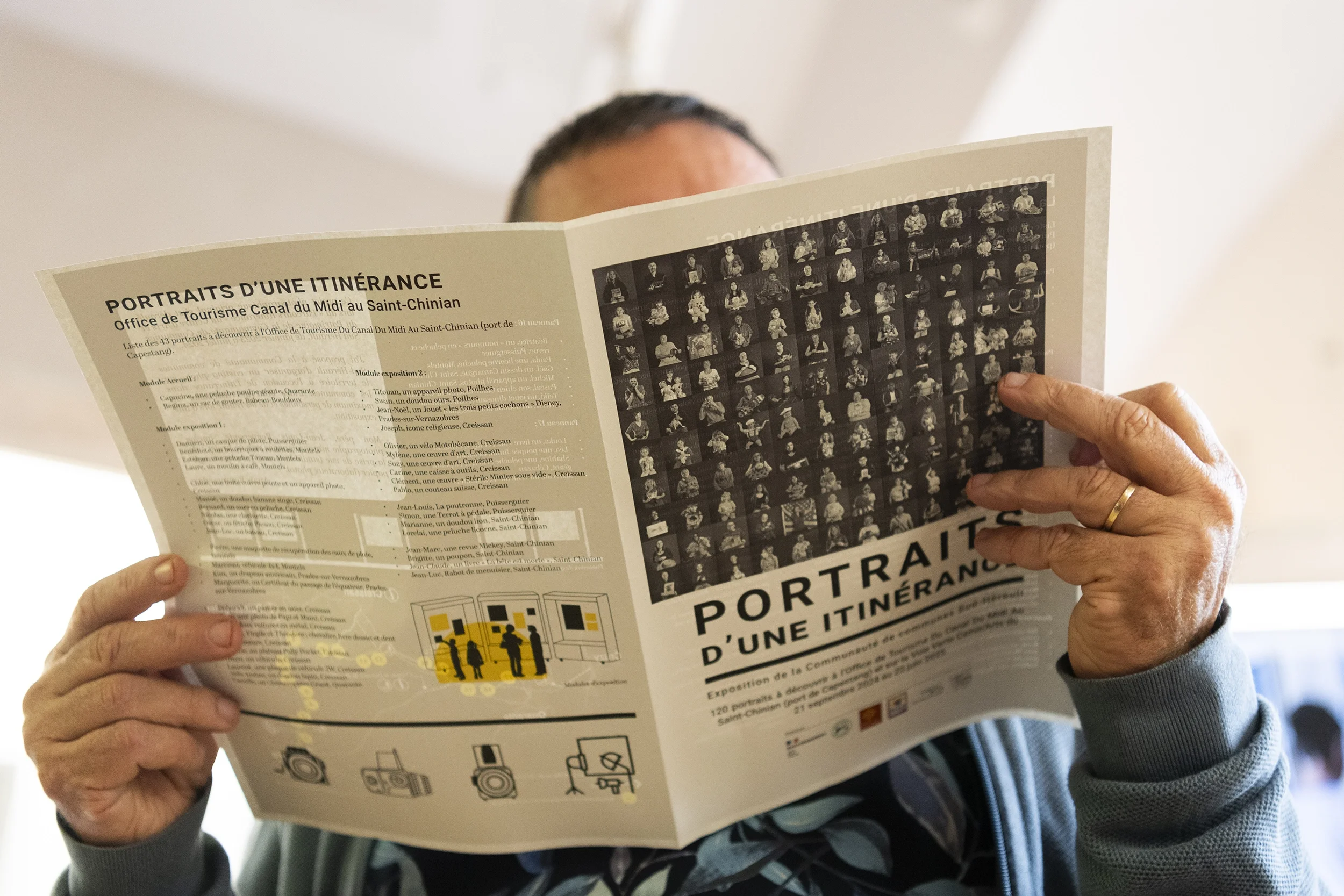 Travaux d'infographie exposition portrait d'une itinérance, occitanie