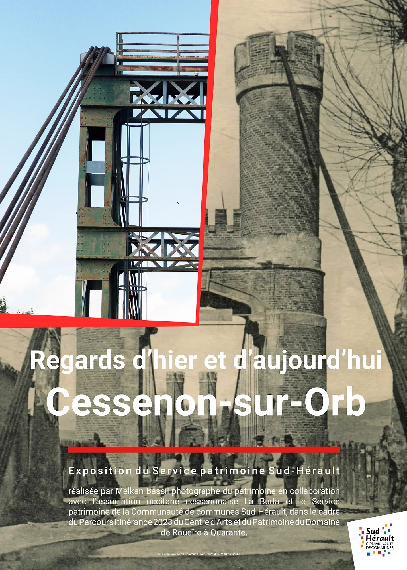 Affiche de l'expôsition Regards d'hier et d'aujourd'hui sur le village de Cessenon dans le sud de l'Hérault