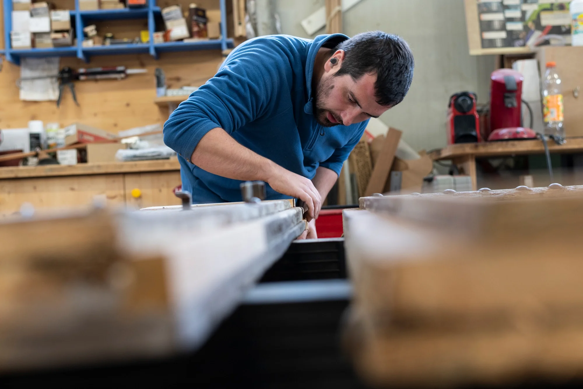 Photographe patrimoine reportage suivi de chantier restauration, atelier ébénisterie