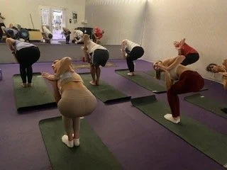 Twisting in Chair Pose by Grace at Anytime Fitness Milton