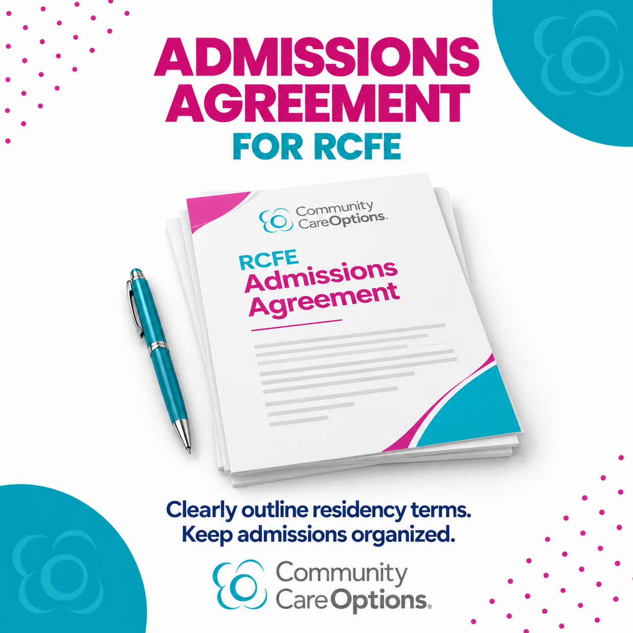Admissions Agreement for RCFE