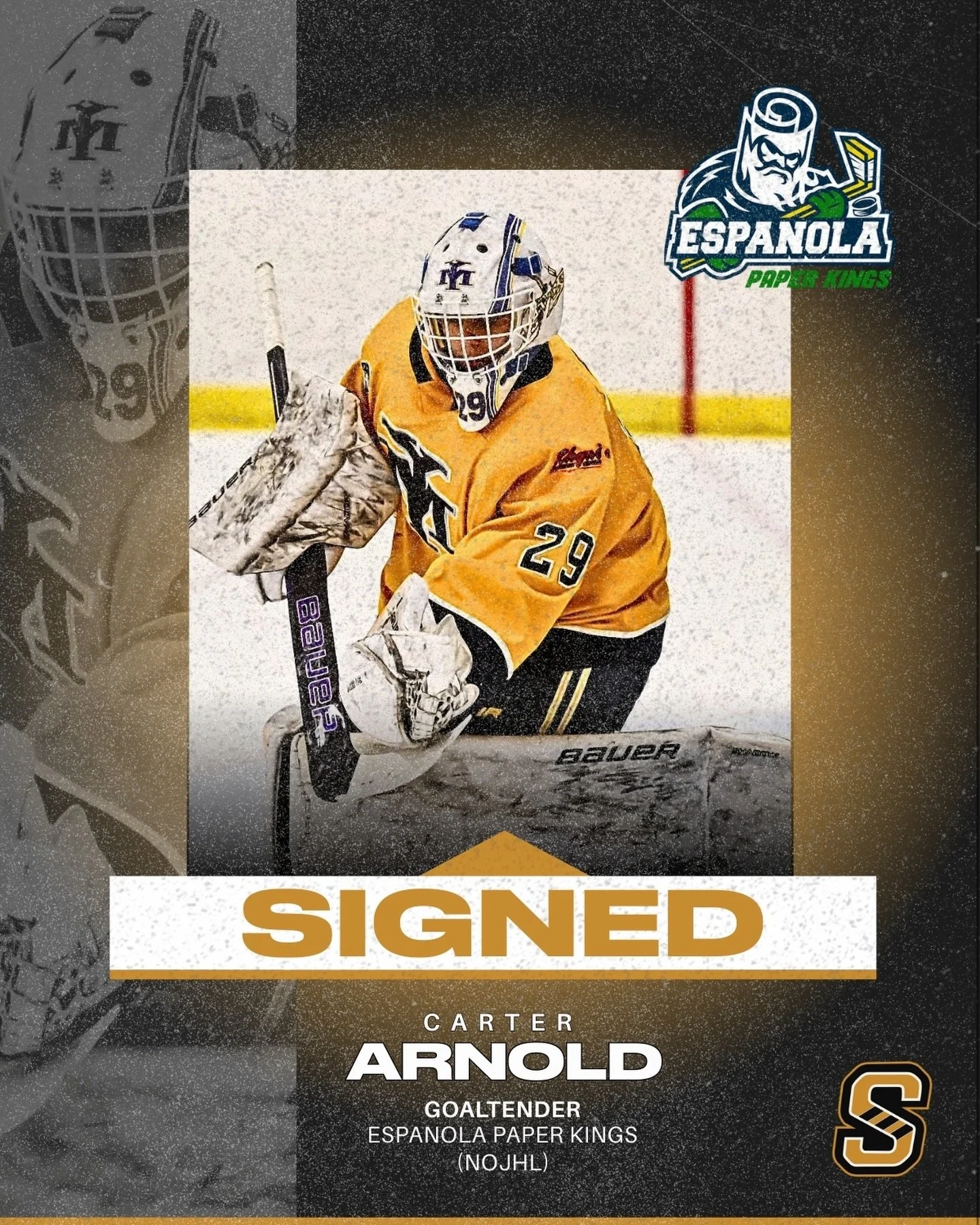 SIGNED ✍️

Carter Arnold, a 2007-born goaltender from Newfoundland, has signed with the Espanola Paper Kings of the NOJHL. 

Carter was drafted by Baie Comeau Drakkar in the 7th-round in the 2023 QMJHL Draft. He most recently played for the Yarmouth 