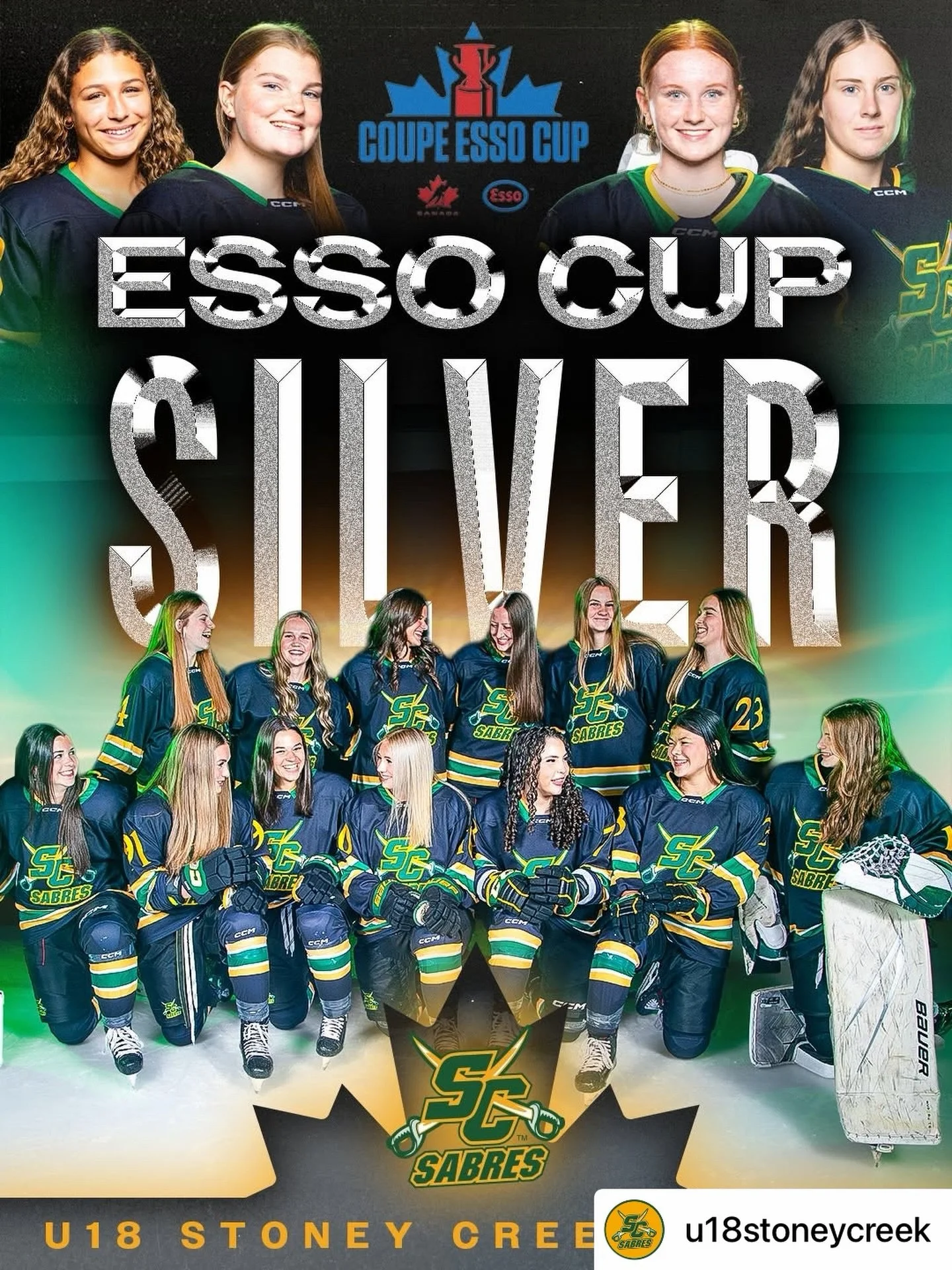 Big congratulations to #SHMClient and 2028-grad goaltender Emma Forrest and the Stoney Creek Sabres U18 team on bringing home Silver at the Esso Cup. What a run!

Repost&bull; @u18stoneycreek Silver on the national stage 🥈🍁
An incredible run at the