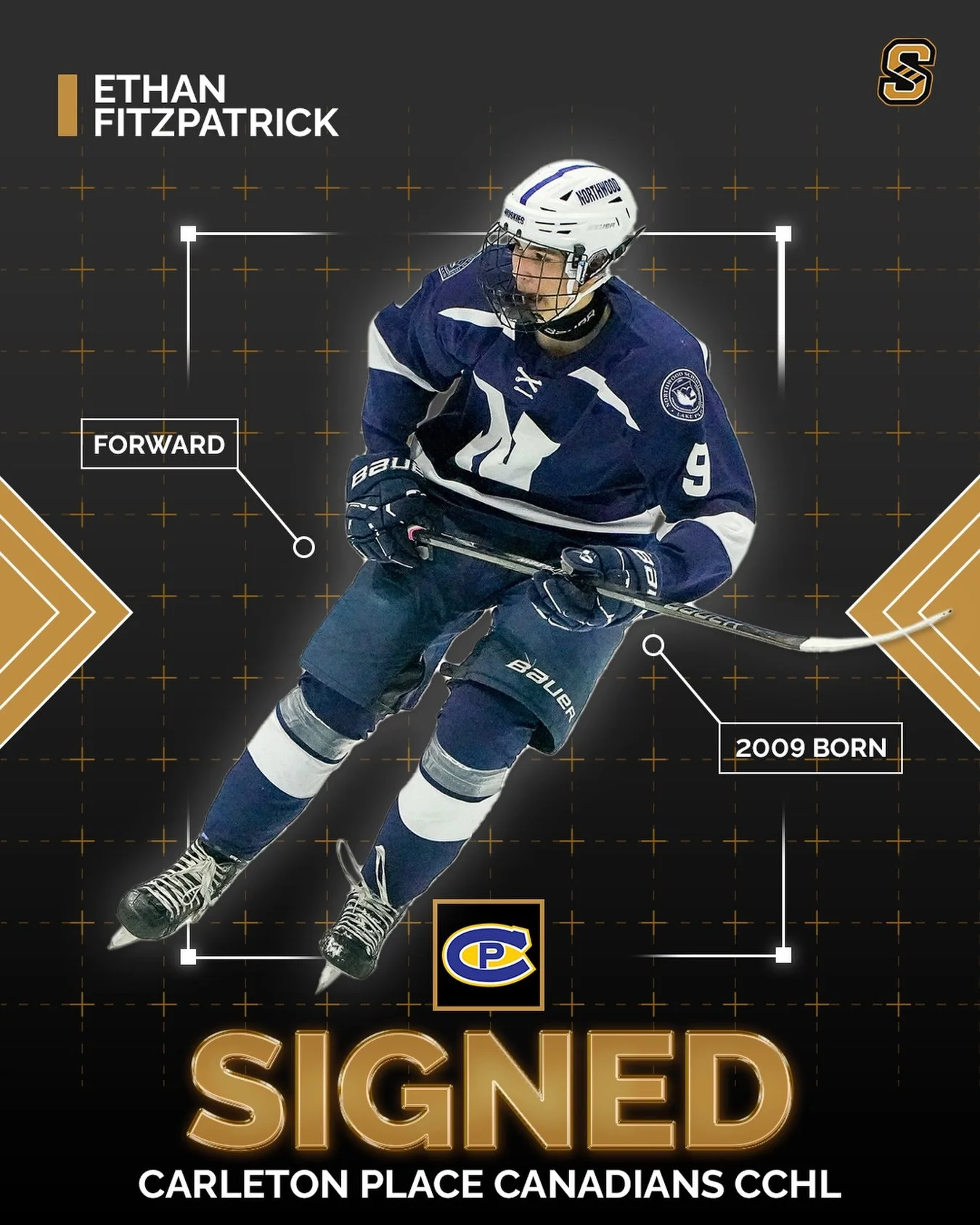 SIGNED ✍️

Congratulations to 2009-born Newfoundland forward Ethan Fitzpatrick on signing his first Junior contract with the Carleton Place Canadians of the CCHL!

Ethan spent the past two seasons with the Northwood Prep Huskies and was selected by t