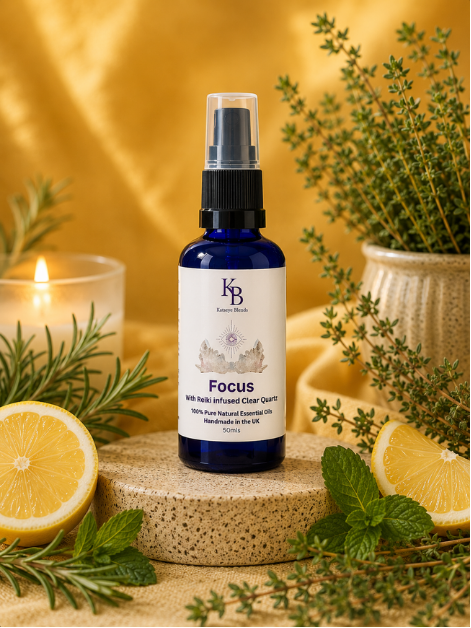 Focus Aura Spray (Reiki-infused) with Clear Quartz