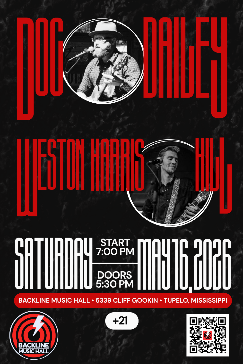 05.16.26 Doc Dailey & Weston Harris Hill — BACKLINE MUSIC HALL | Tupelo ...
